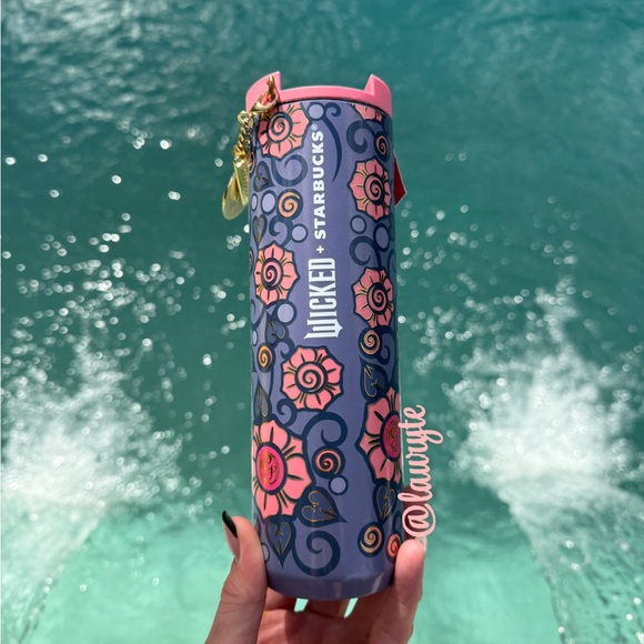 Starbucks x Wicked 2024 Glinda Floral Charm Stainless Steel Tumbler - Picture 1 of 7